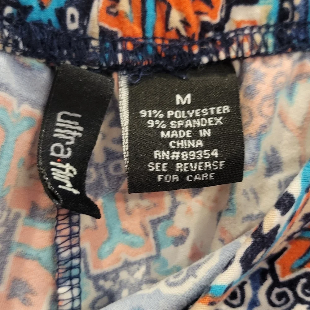 Ultra Flirt Blue and Orange Size M Patterned Leggings - Picture 4 of 5